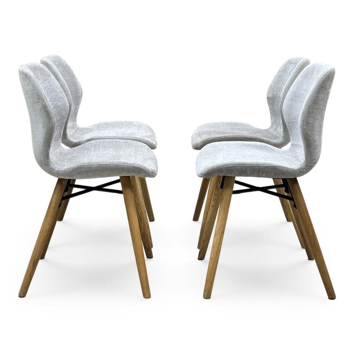 'Stockholm' Light Oak Solid Oak 160cm Extending Dining Table with Light Grey Set of 4 Dining Chairs