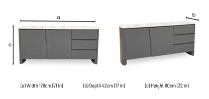'Ivy' Ceramic Top 2 Door 3 Drawer Large Sideboard