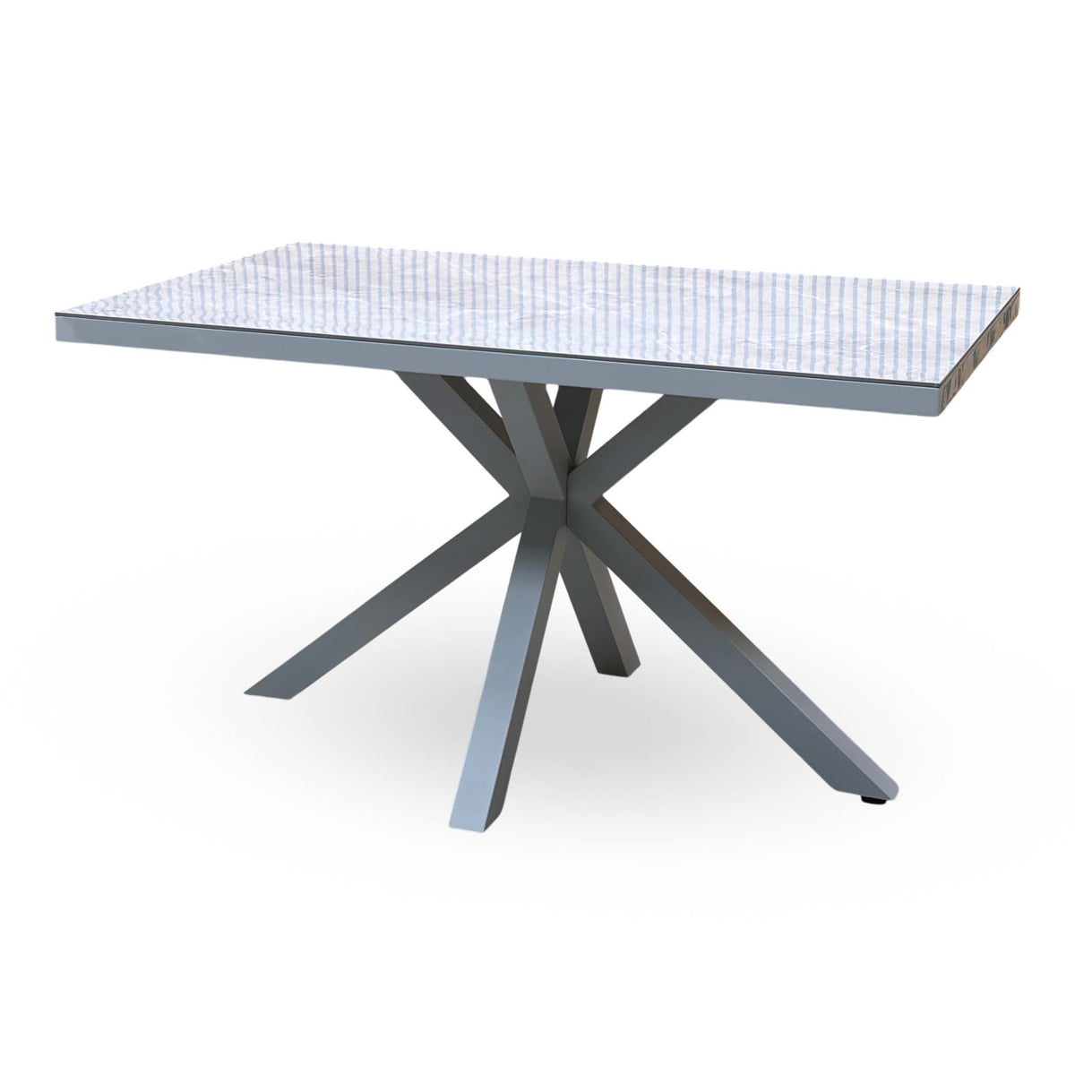 Fumo high gloss grey marble-effect dining table, angled view from the right