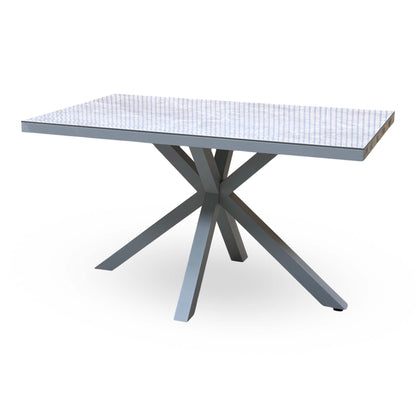 Fumo high gloss grey marble-effect dining table, angled view from the right