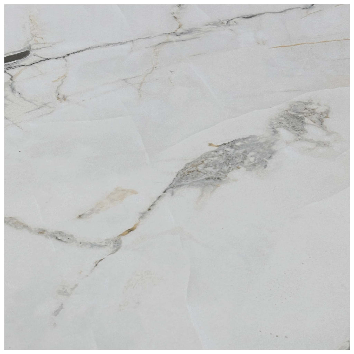 Close-up of the white marble-effect ceramic top used on the Avorio small sideboard