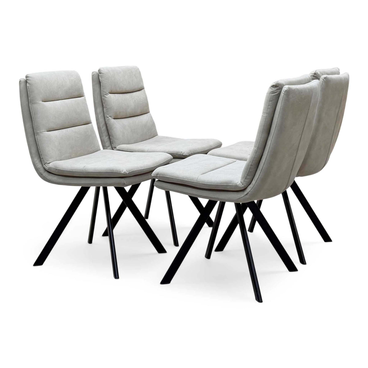 Bodahl 'Njord' 8 Vintage Grey Solid Oak 140cm Compact Soft Edge Dining Table with Sand Beige Fabric Swivel Chairs X 4