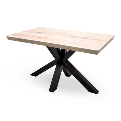 Bodahl 'Njord' 8 Vintage Grey Solid Oak 140cm Compact Soft Edge Dining Table with Sand Beige Fabric Swivel Chairs X 4