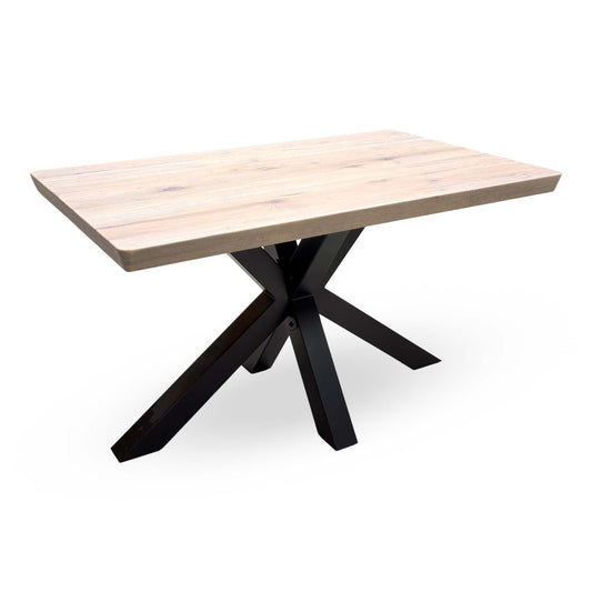 Bodahl 'Njord' 8 Vintage Grey Solid Oak 140cm Compact Soft Edge Dining Table with Metal Star Base
