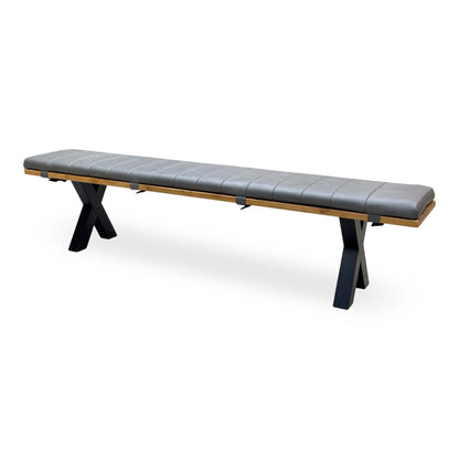 Bodahl ‘Njord’ 1 Oil Solid Oak 220cm Dining Bench with Metal X-Shaped Legs + Grey Bench Pad