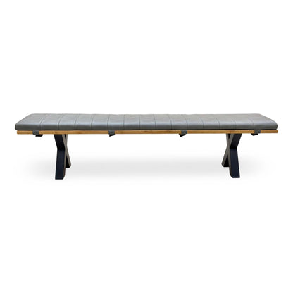 Bodahl ‘Njord’ 1 Oil Solid Oak 220cm Dining Bench with Metal X-Shaped Legs + Grey Bench Pad