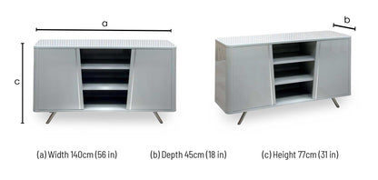 'Nadal' High Gloss Grey 2 Door Wide Sideboard