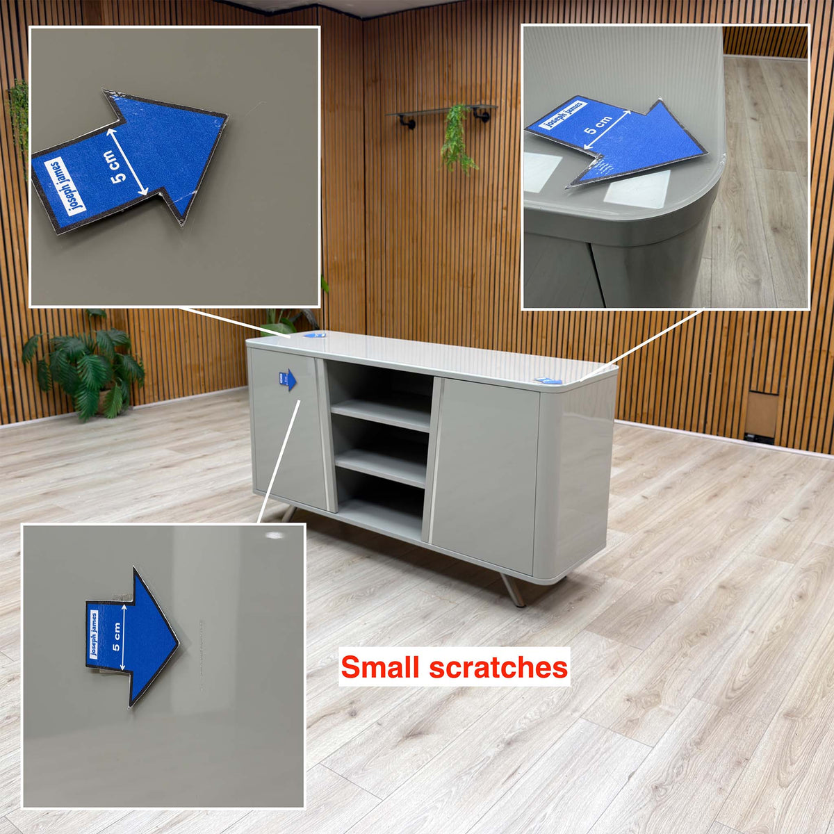 'Nadal' High Gloss Grey 2 Door Wide Sideboard