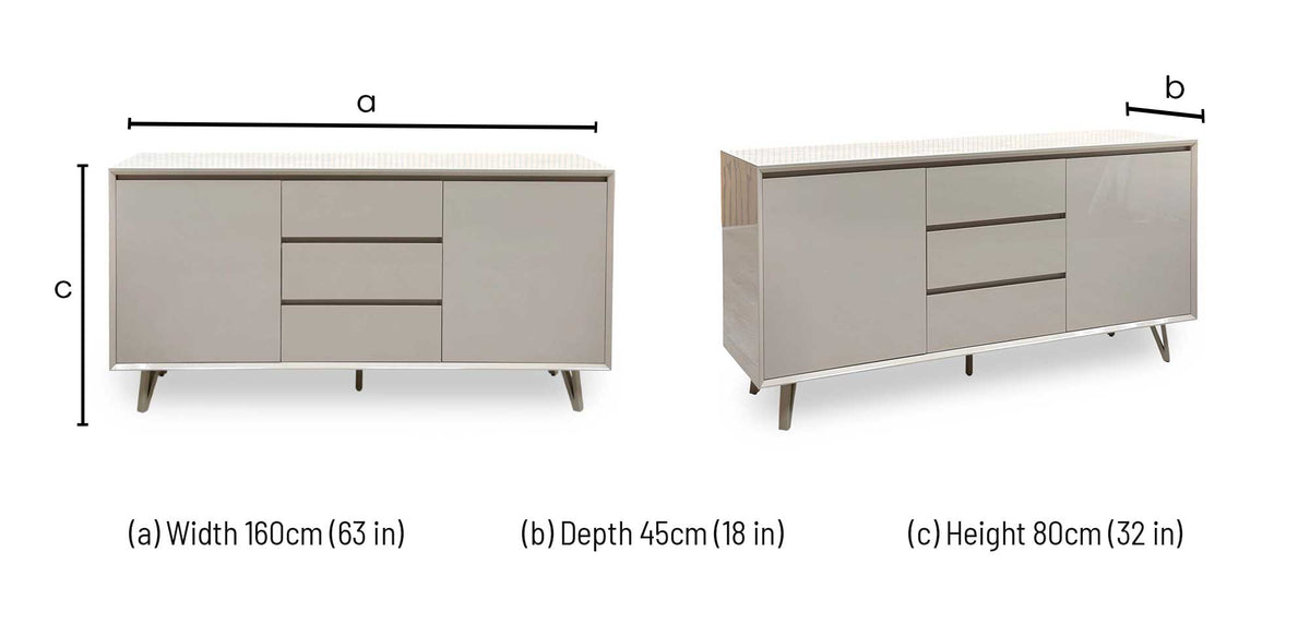 ‘Mirage’ Neutral Marble Effect Ceramic Top 2 Door 3 Drawer Sideboard