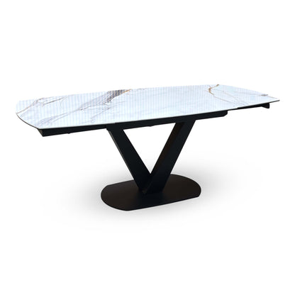 ‘Julio’ Fiorentino Marble Ceramic Top 130cm Swivel Extending Dining Table