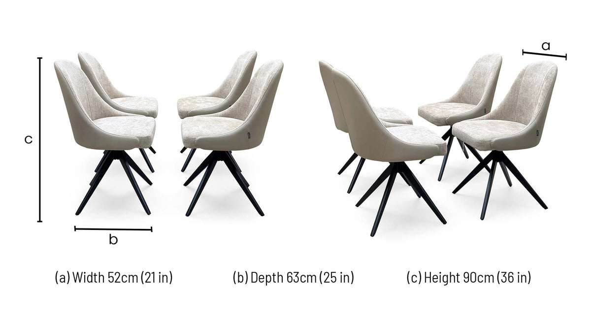 ‘Jose' Pebble Beige Fabric Set of 4 Swivel Dining Chairs