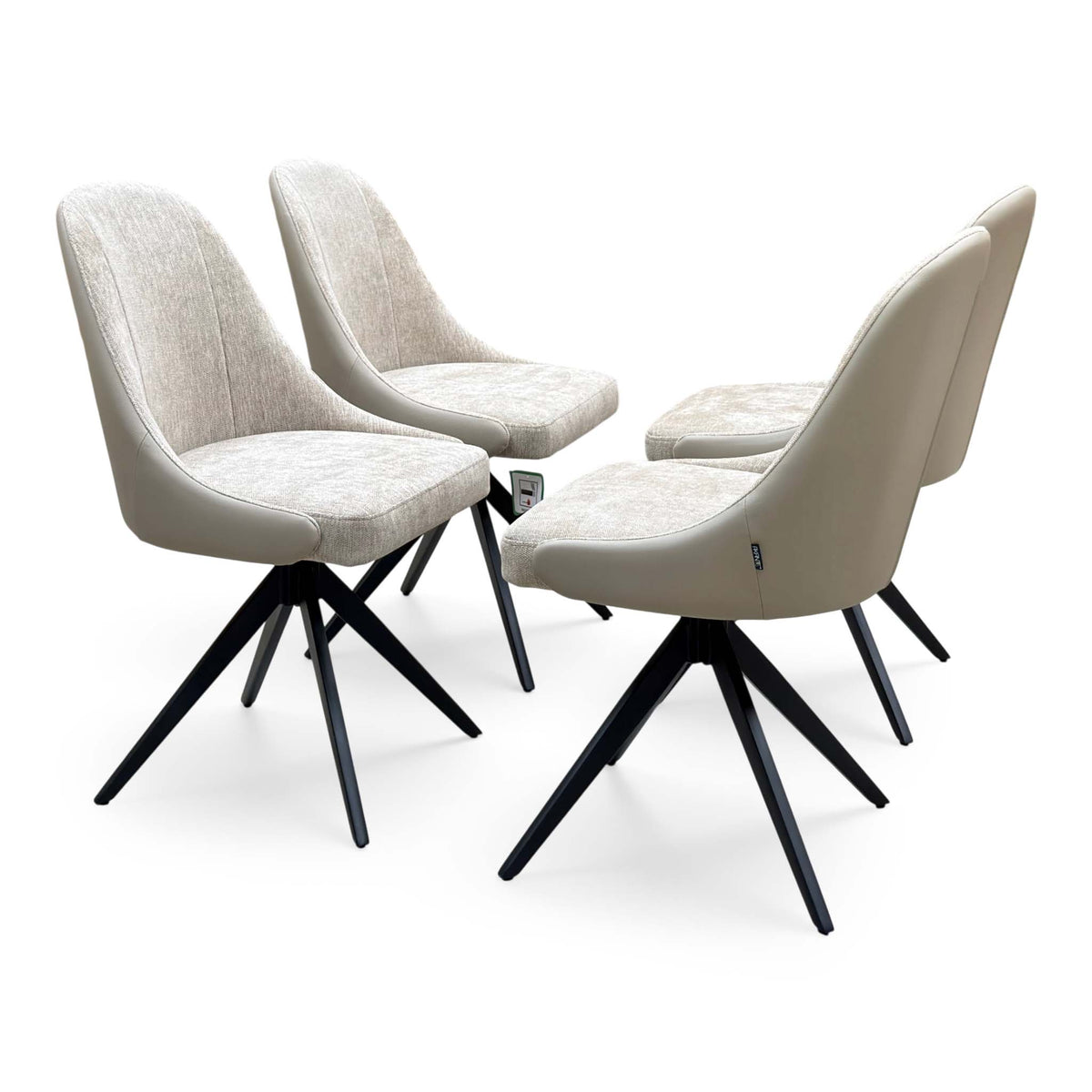 ‘Jose' Pebble Beige Fabric Set of 4 Swivel Dining Chairs