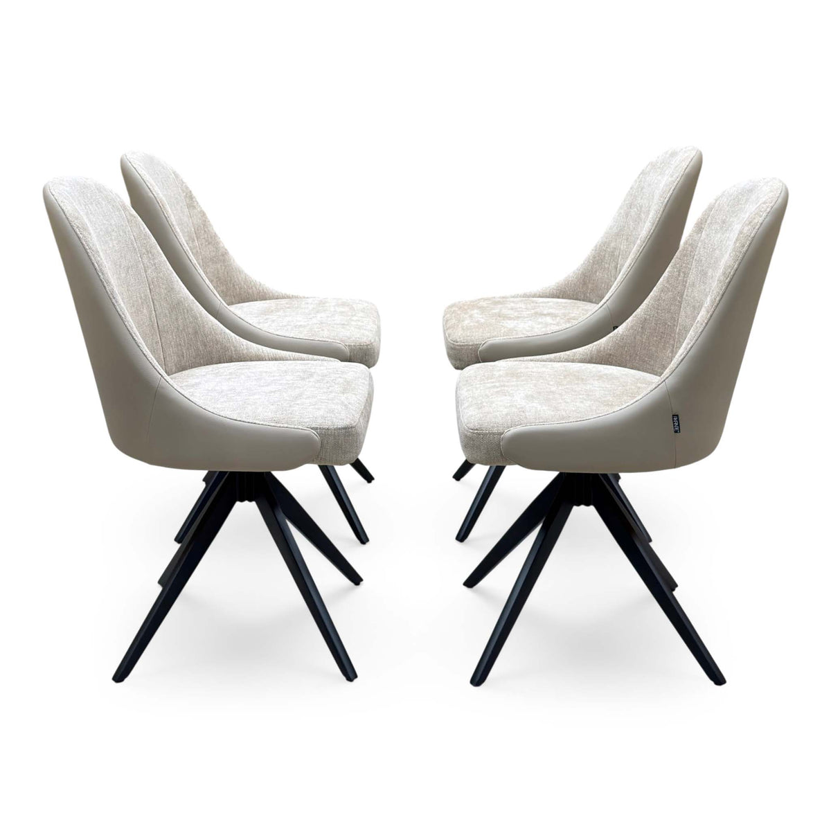 ‘Jose' Pebble Beige Fabric Set of 4 Swivel Dining Chairs