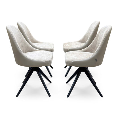 ‘Jose' Pebble Beige Fabric Set of 4 Swivel Dining Chairs