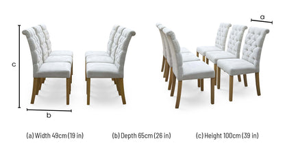 Furnitureland ‘Hamilton’ Taupe Fabric Roll Back Button Back Set of 6 Dining Chairs