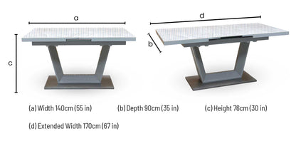 'Grigio' High Gloss Grey Small Pop Up Extending Dining Table