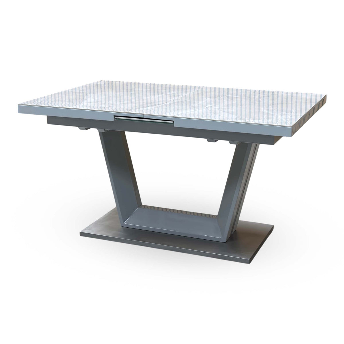 'Grigio' High Gloss Grey Small Pop Up Extending Dining Table
