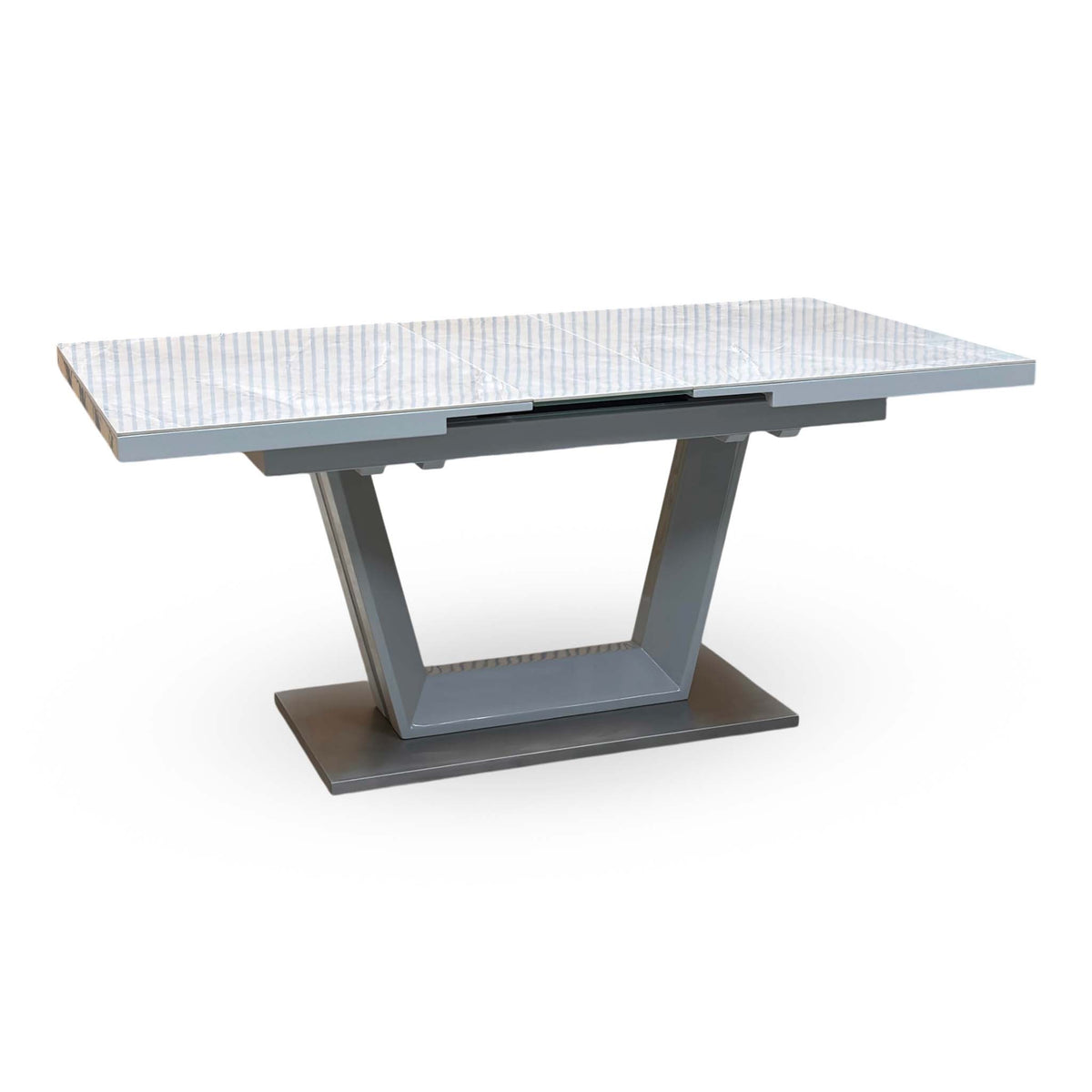 'Grigio' High Gloss Grey Small Pop Up Extending Dining Table