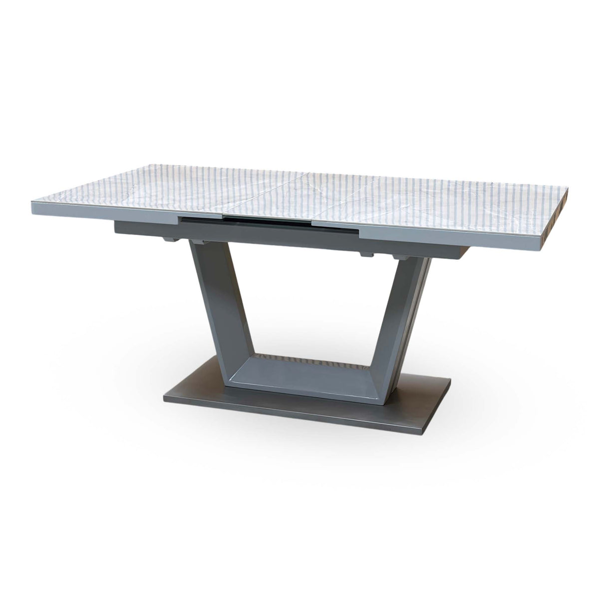 'Grigio' High Gloss Grey Small Pop Up Extending Dining Table