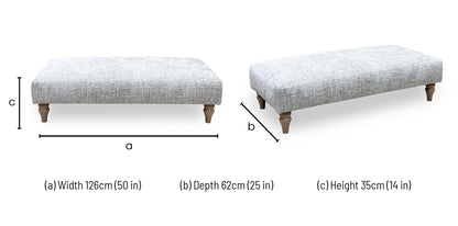 Ideal Home ‘Cotswold’ Kingsley Silver Wo Ft Fabric Patterned Bench Footstool