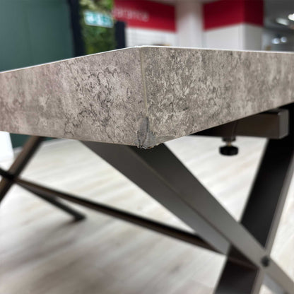 'Moon’ Grey Concrete Effect Small 150cm Dining Table with X Shaped Legs