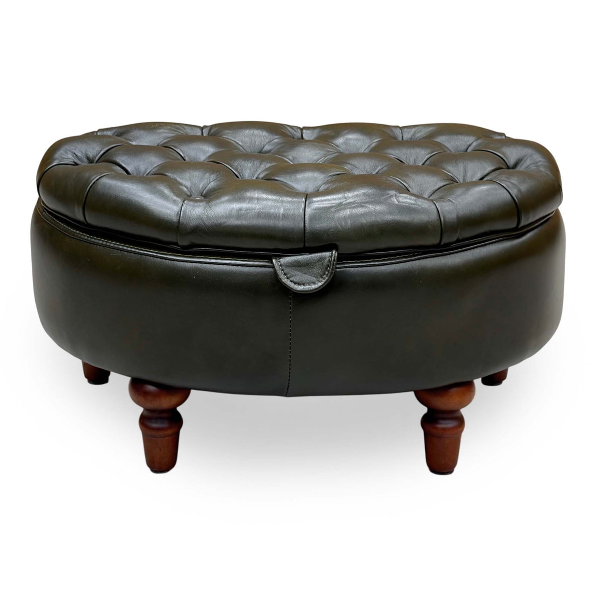 ‘Christopher’ Richmond Emerald Green Cat-200:89 Leather Half Moon Storage Stool