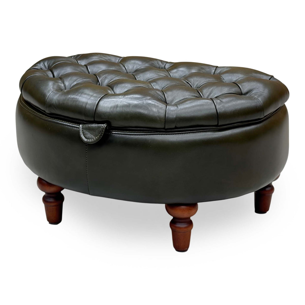 ‘Christopher’ Richmond Emerald Green Cat-200:89 Leather Half Moon Storage Stool