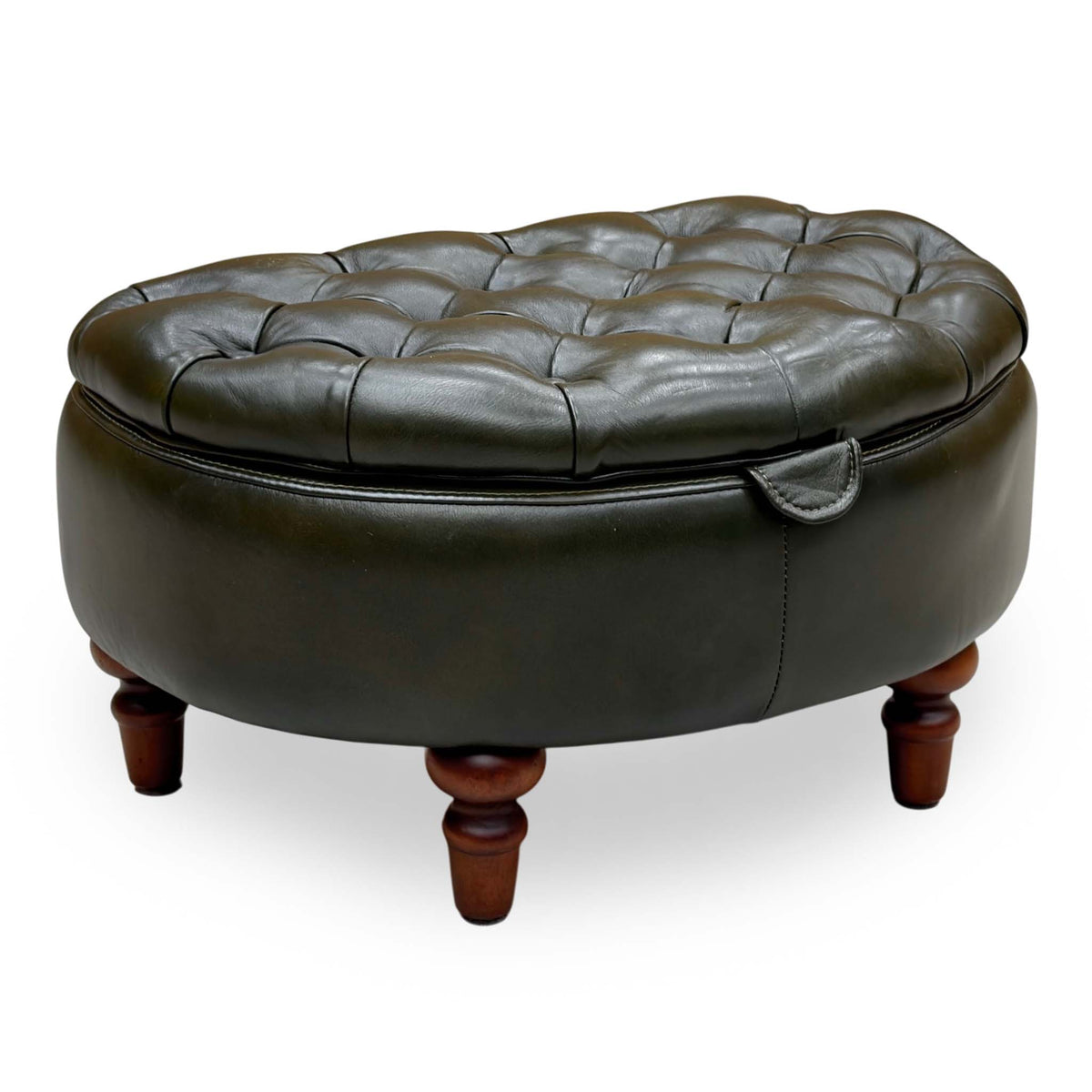 ‘Christopher’ Richmond Emerald Green Cat-200:89 Leather Half Moon Storage Stool