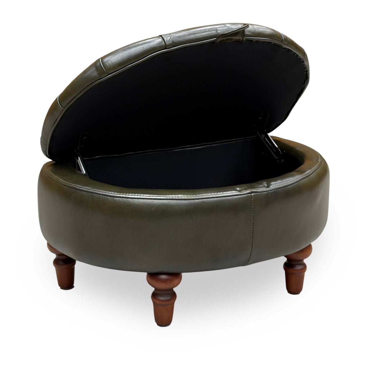 ‘Christopher’ Richmond Emerald Green Cat-200:89 Leather Half Moon Storage Stool