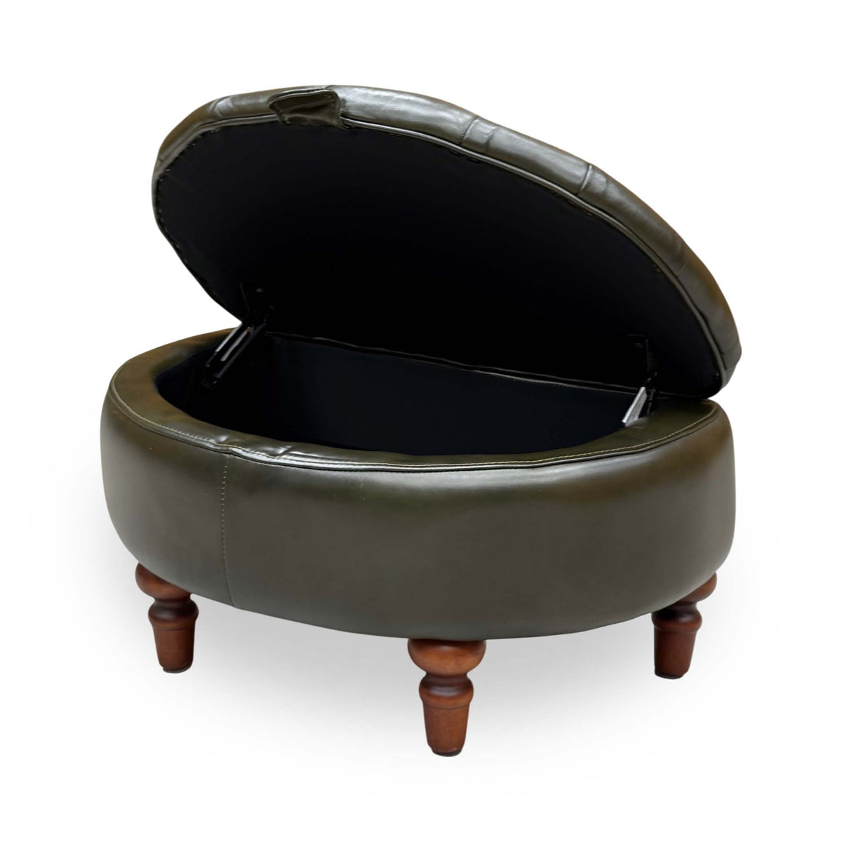 ‘Christopher’ Richmond Emerald Green Cat-200:89 Leather Half Moon Storage Stool
