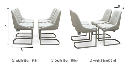 Avorio faux leather cantilever dining chair dimensions: width 59cm, depth 49cm, height 89cm