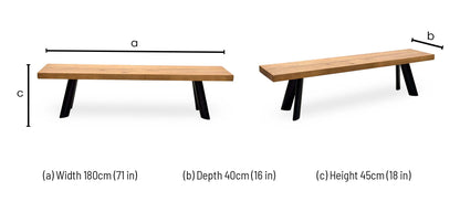 Bodahl ‘Athena’ 6 Old Bassano Solid Oak 180cm Dining Bench