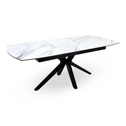 'Jose' Fiorentino Marble Ceramic Top 160cm Pop up Extending Dining Table