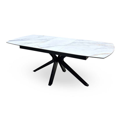 'Jose' Fiorentino Marble Ceramic Top 160cm Pop up Extending Dining Table