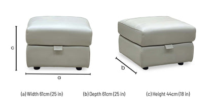 ‘Panache’ Lead Grey Cat-60:23 Leather Storage Footstool