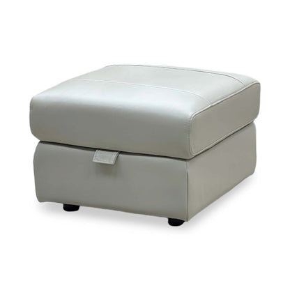 ‘Panache’ Lead Grey Cat-60:23 Leather Storage Footstool