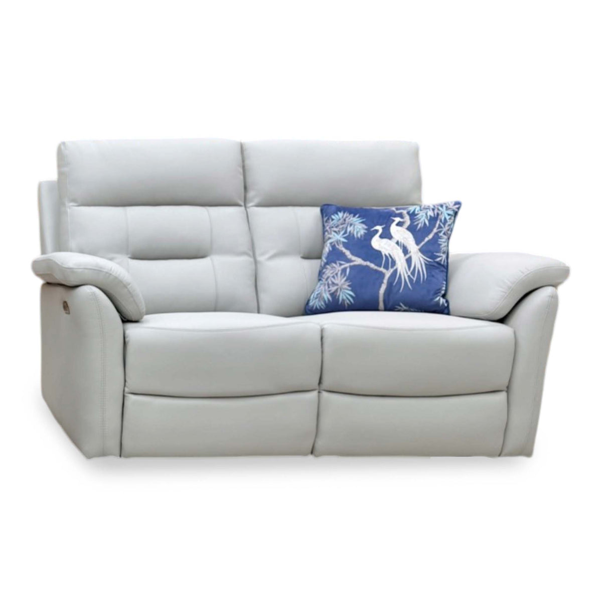 'Sally' Light Grey Leather 2 Seater Power Recliner Sofa