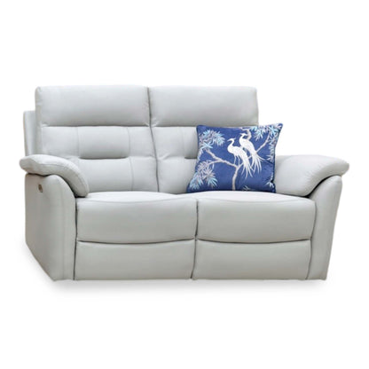 'Sally' Light Grey Leather 2 Seater Power Recliner Sofa