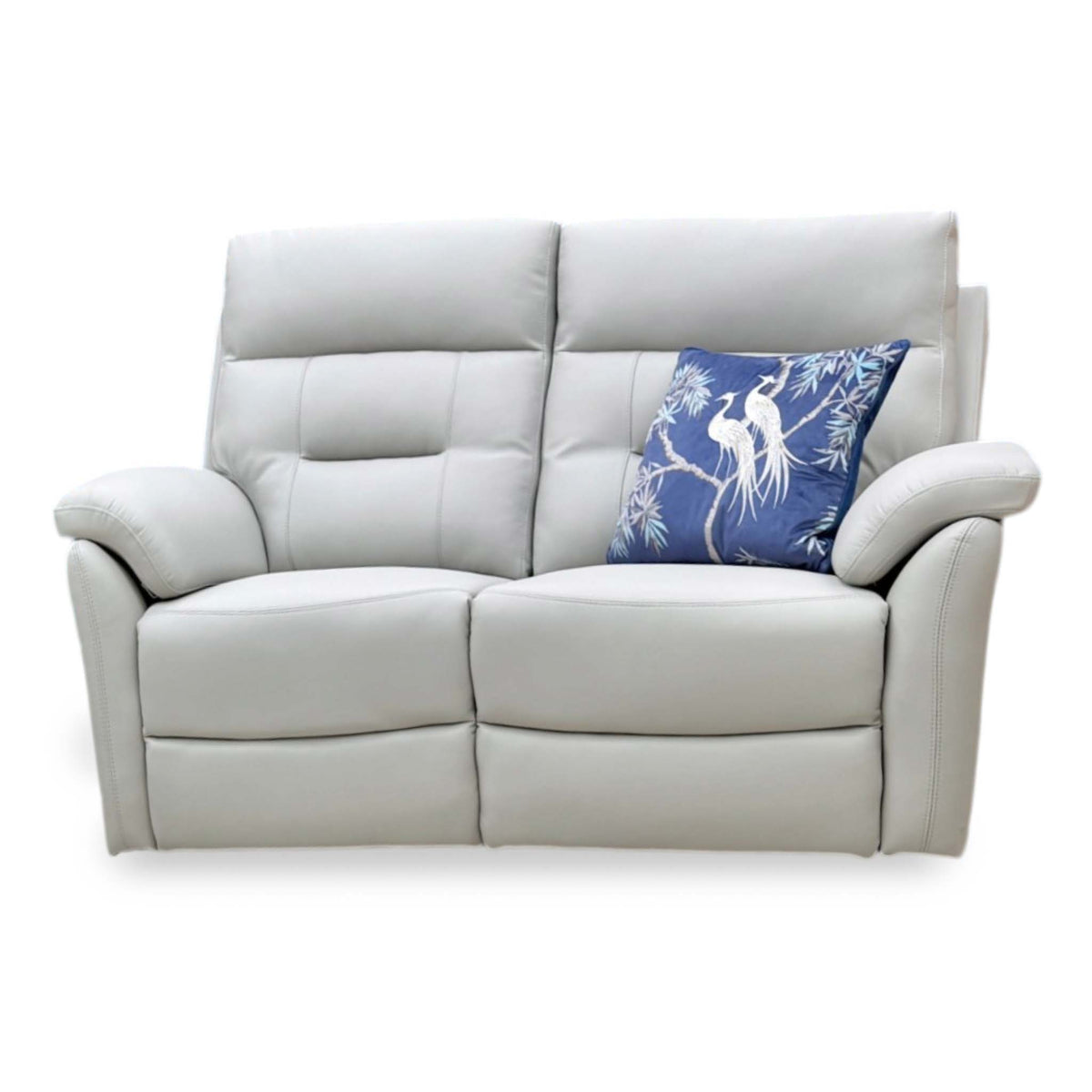 'Sally' Light Grey Leather 2 Seater Power Recliner Sofa