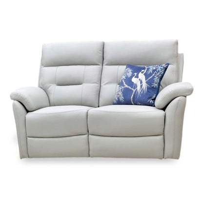 'Sally' Light Grey Leather 2 Seater Power Recliner Sofa