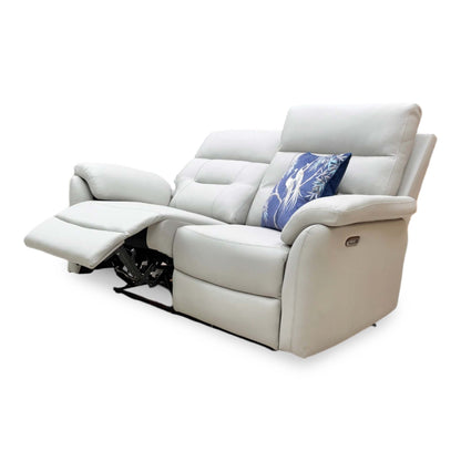 'Sally' Light Grey Leather 2 Seater Power Recliner Sofa