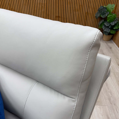 'Sally' Light Grey Leather 2 Seater Power Recliner Sofa