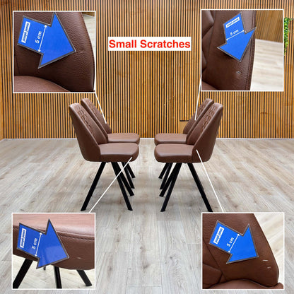 'Jupiter' Tan Brown Faux Leather Set of 4 Swivel Dining Chairs