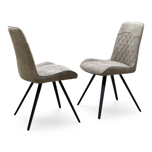 ‘Warrior’ Taupe Fabric Pair of Standard Dining Chairs