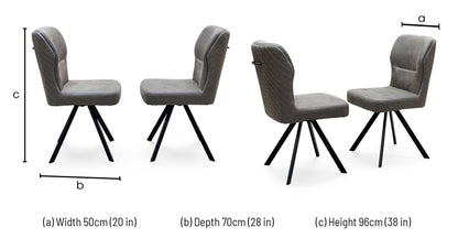 Bodahl ‘Terra’ Steel Grey Fabric Pair of Swivel Dining Chairs