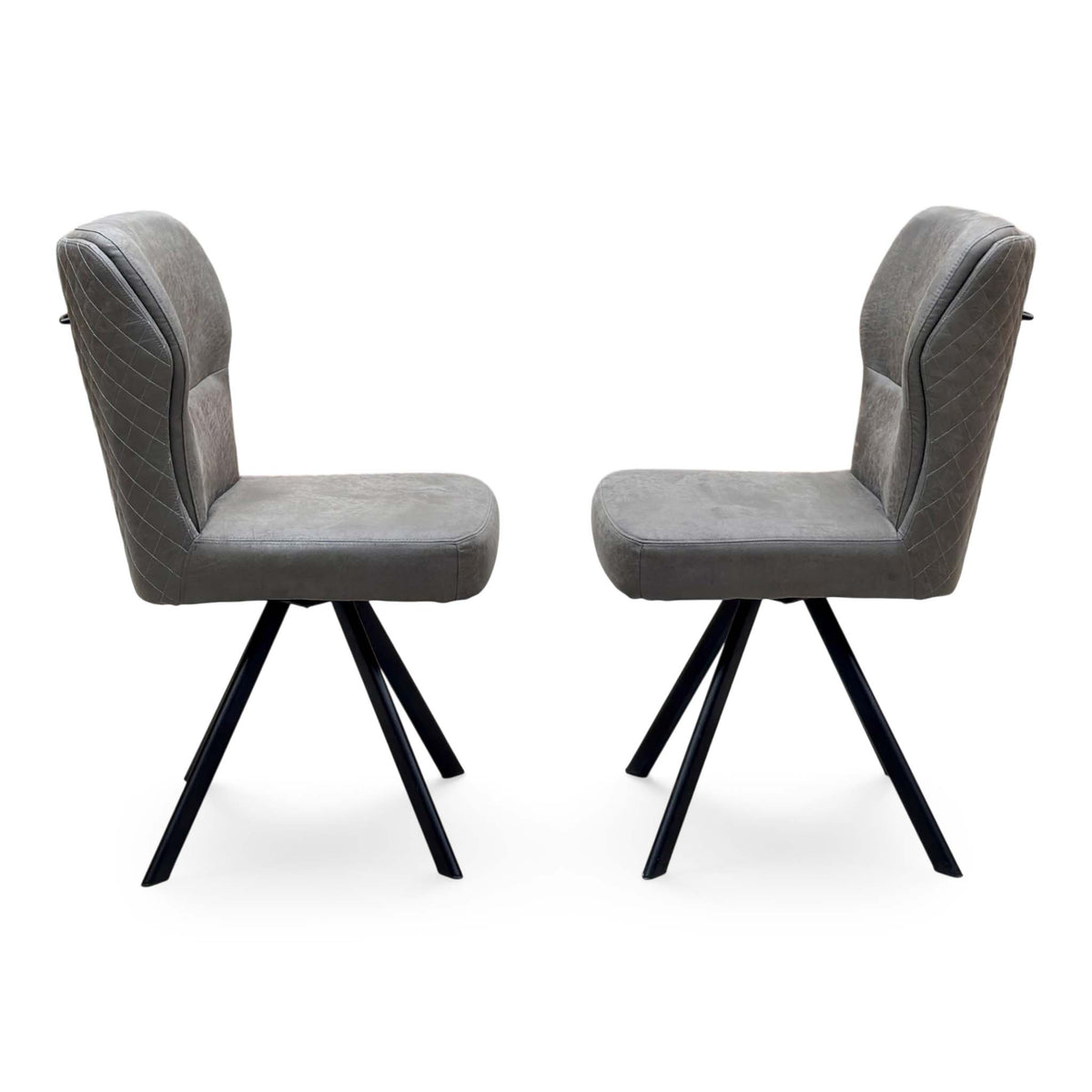 Bodahl ‘Terra’ Steel Grey Fabric Pair of Swivel Dining Chairs