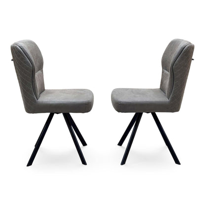 Bodahl ‘Terra’ Steel Grey Fabric Pair of Swivel Dining Chairs