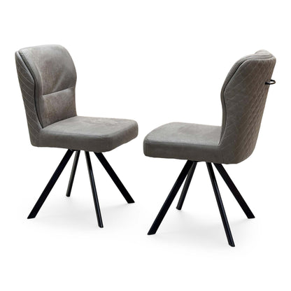 Bodahl ‘Terra’ Steel Grey Fabric Pair of Swivel Dining Chairs
