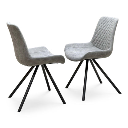 'Rocket' Taupe Faux Leather Pair of Dining Chairs
