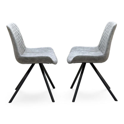 'Rocket' Taupe Faux Leather Pair of Dining Chairs